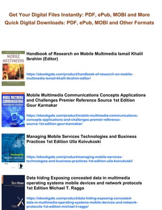 The Mobile Multimedia Business Requirements and Solutions 1st Edition ...