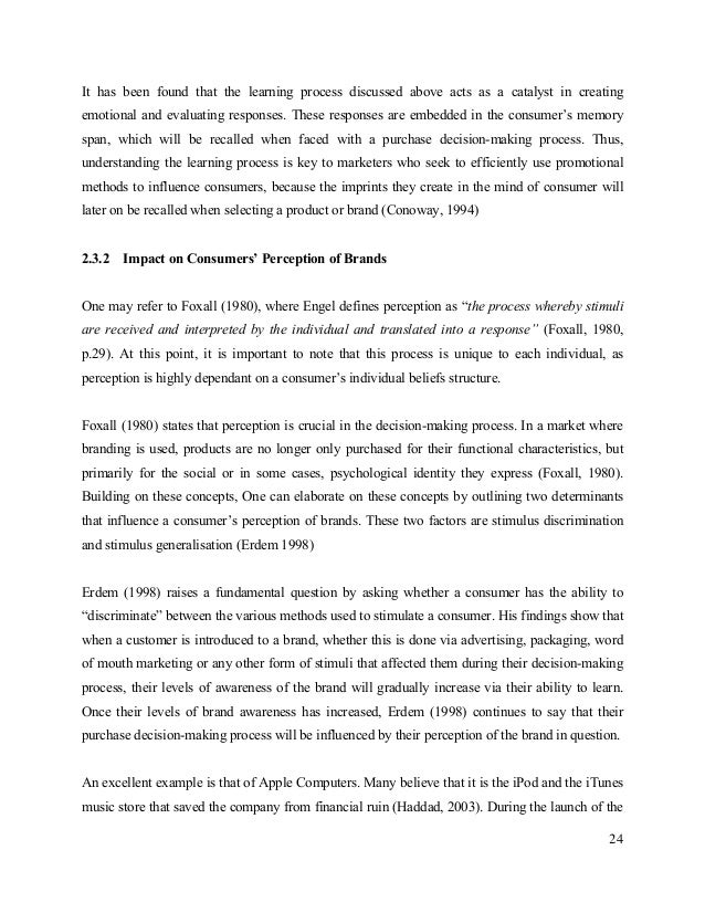 Thesis branding & its impact on the consumer decision making process