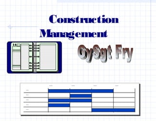 Construction
Management
Type period Type period Type period Type period
Type task
Type task
Type task
Type task
Type task
 