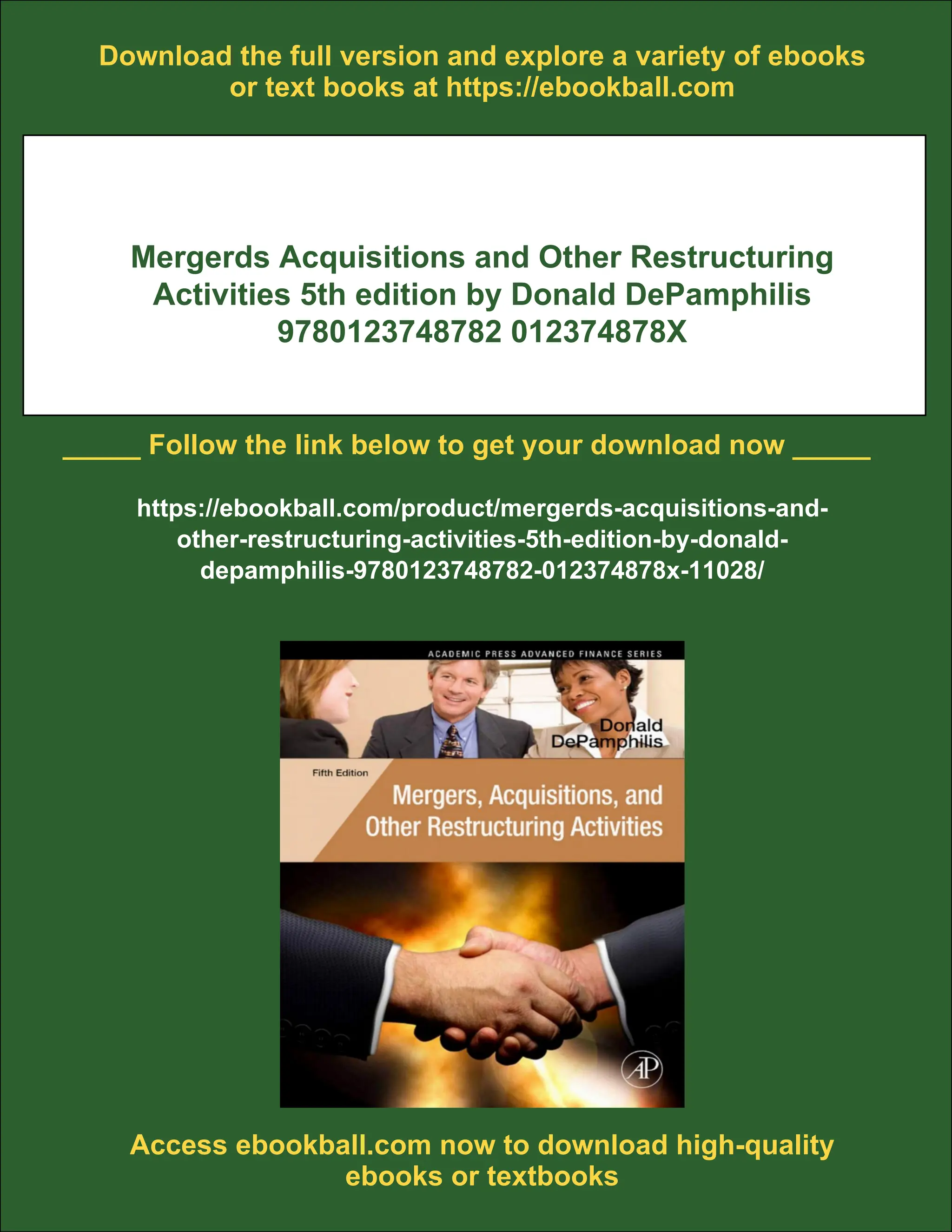 Restructuring Books Mergerds Acquisitions and Other Restructuring Activities 5th edition by ...