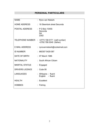 CV Ryno van Niekerk | DOC