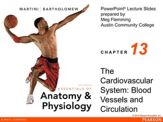 © 2013 Pearson Education, Inc.
PowerPoint®
Lecture Slides
prepared by
Meg Flemming
Austin Community College
C H A P T E R 13
The
Cardiovascular
System: Blood
Vessels and
Circulation
 