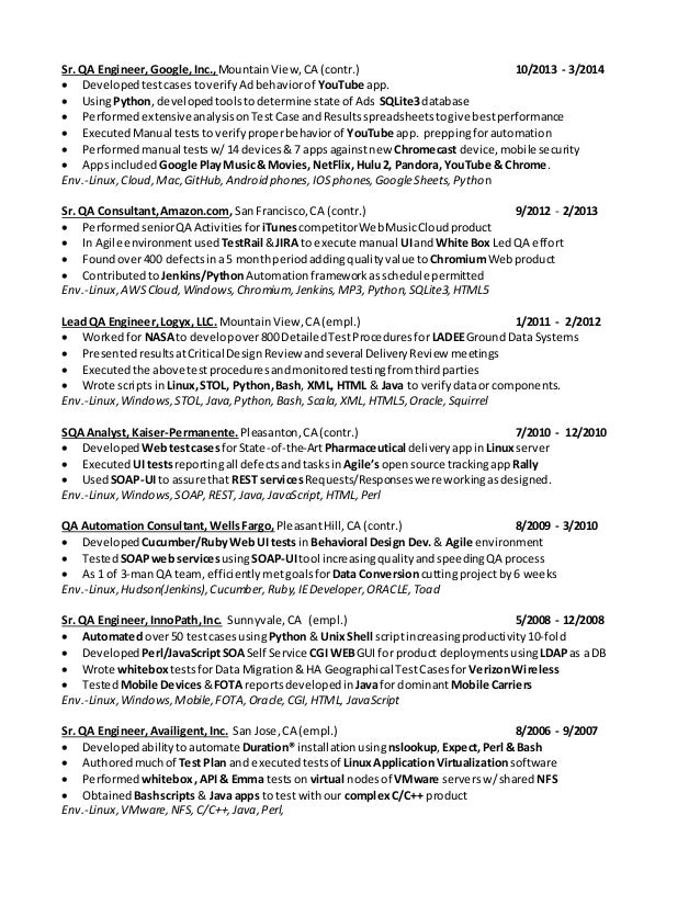 qa consultant resumes