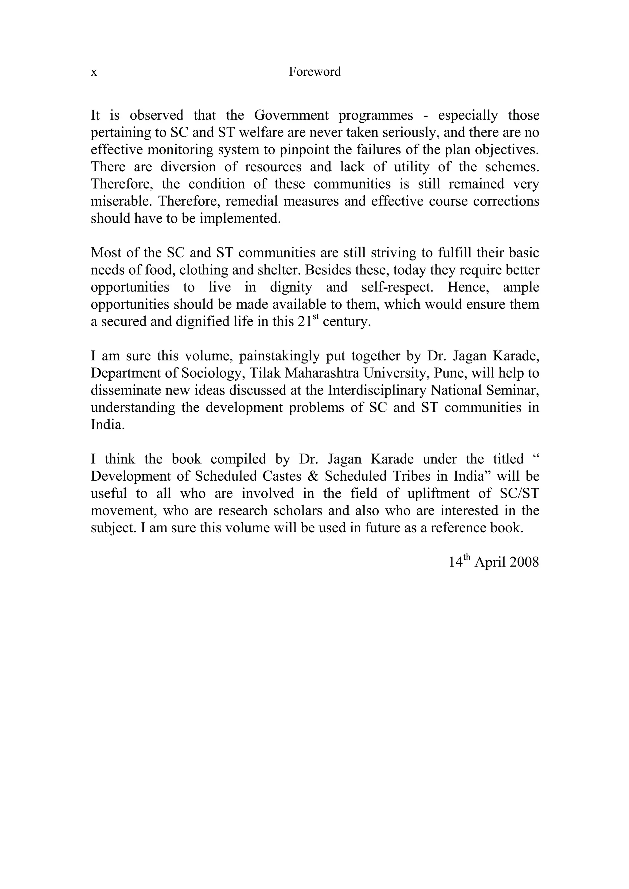 Development Of Scheduled Castes And Scheduled Tribes In India Jagan ...