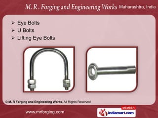 Maharashtra, India


    Eye Bolts
    U Bolts
    Lifting Eye Bolts




© M. R Forging and Engineering Works, All Righ...