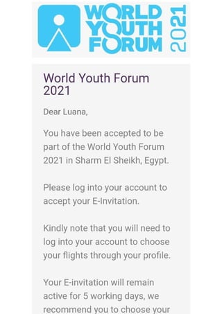 Selecionada World Youth Forum 2022
