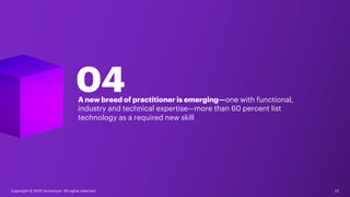 04A new breed of practitioner is emerging—one with functional,
industry and technical expertise—more than 60 percent list
...