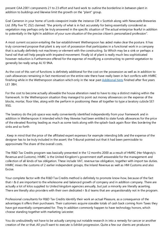 Capital Allowances Statements for Professional Residential Residence in