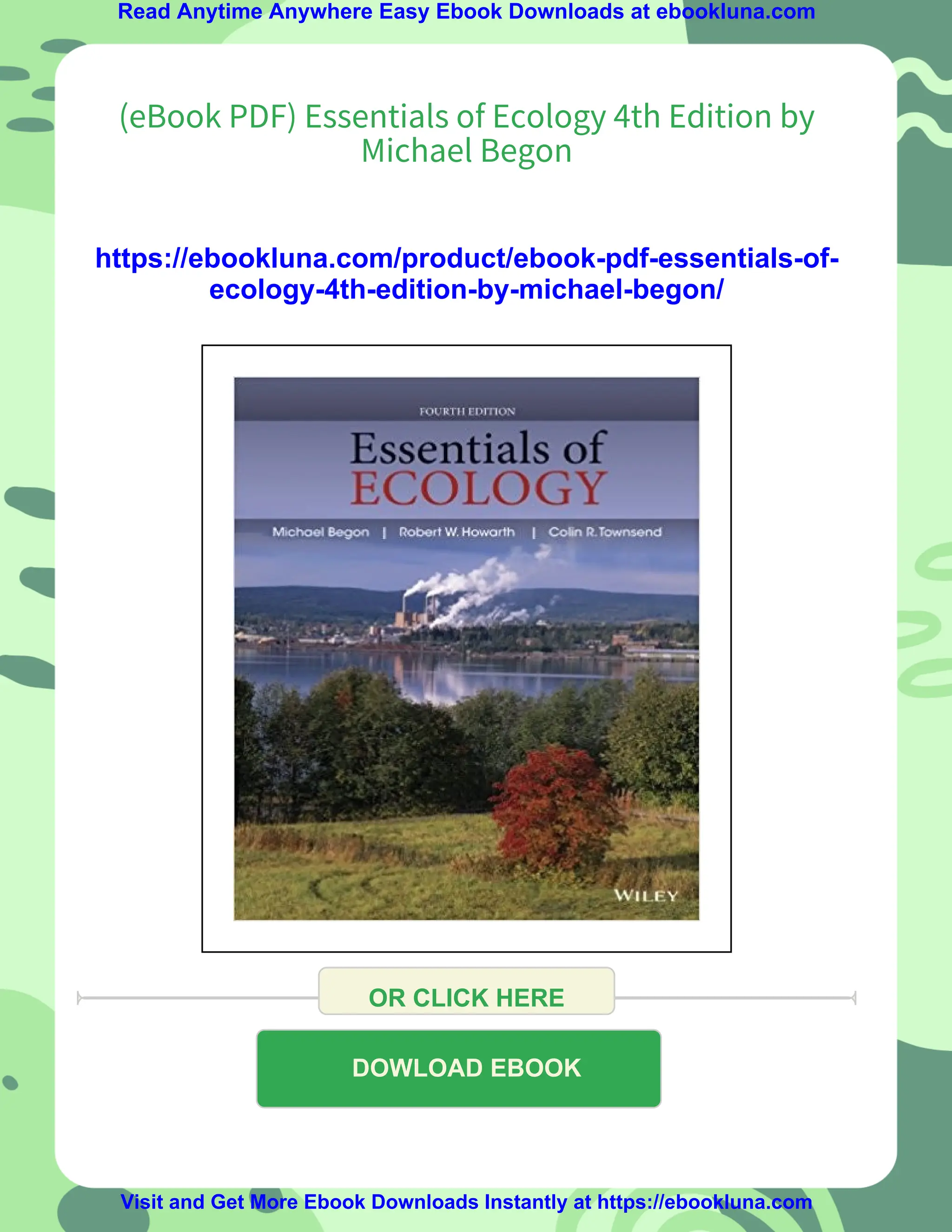 eBook PDF) Essentials of Ecology 4th Edition by Michael Begon | PDF