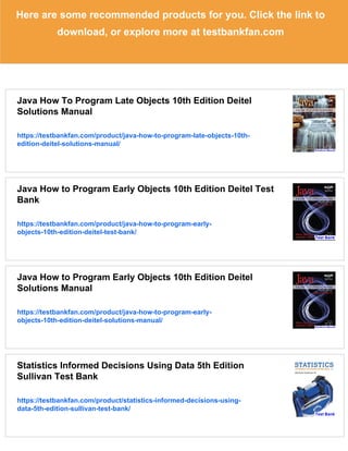 Java How To Program Late Objects 10th Edition Deitel Test Bank | PDF