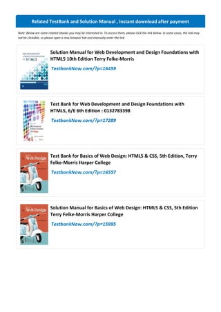 Test Bank for Web Development and Design Foundations with HTML5 10th ...