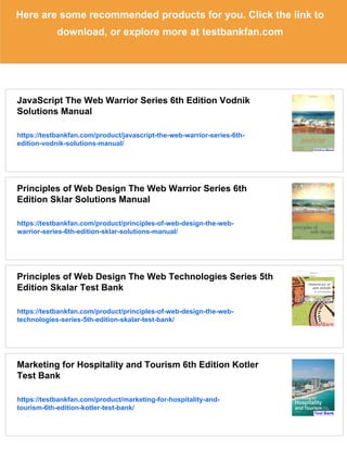 JavaScript The Web Warrior Series 6th Edition Vodnik Test Bank | PDF