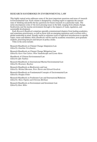 Research Handbook On Environment And Investment Law Kate Miles | PDF