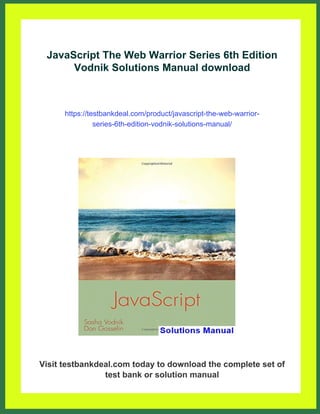 JavaScript The Web Warrior Series 6th Edition Vodnik Solutions Manual | PDF