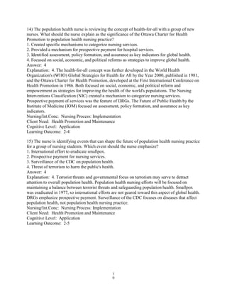 Population and Community Health Nursing 6th Edition Clark Test Bank | PDF