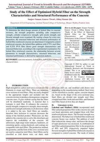Study of the Effect of Optimized Hybrid Fiber on the Strength ...