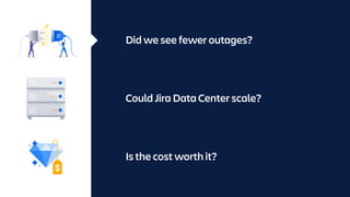 Did we see fewer outages?
Could Jira Data Center scale?
Is the cost worth it?
 