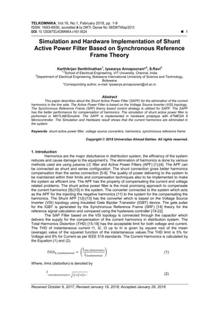 Simulation and Hardware Implementation of Shunt Active Power Filter ...