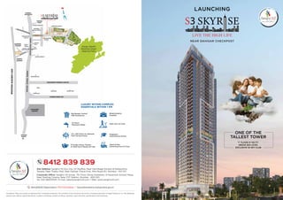 LIVE THE HIGH LIFE

LIVE THE HIGH LIFE
LAUNCHING
NEAR DAHISAR CHECKPOST
ONE OF THE
TALLEST TOWER
8412 839 839
MahaRERA Registration: P51700034944 | https://maharera.mahaonline.gov.in
Disclaimer: Plans are subject to approval from competent authority. The contents of this brochure are purely conceptual and have no legal binding on us. The developer
reserves the right to amend the layout, number of building, number of offices, elevation, color schemes, specifications and amenities.
Site Address: Sanghvi S3 Eco City, S3 SkyRise, Near Hermitage Society  Mahavishnu
Temple, Near Thakur Mall, Near Dahisar Check Post, Mira Road (E), Mumbai - 401 107.
Corporate Office: Sanghvi S3 Group. 7th Floor, Dhiraj Chambers, 9 Hazarimal Somani Marg,
Near Sterling Cinema, Near CST Station, Mumbai - 400 001.
Tel: 022-68205555 | E-mail: sales@sanghvis3.com | Web: www.sanghvis3.com
Big Bazaar, Central
Mall Pantaloons
LUXURY WITHIN COMPLEX
ESSENTIALS WITHIN 1 KM
24 x 365 Fresh Air National
Park Facing Homes
Bhaktivedanta
Hospital
24 Hours
Municipal Water
Singapore
International School
S3 Dolby Atmos Theatre
in 4000 Sq.Ft Ready S3 Club
Multi Gym S3 Club
Adult  Kids
Swimming Pool S3 Club
1ST
FLOOR IS 100 FT.
ABOVE SEA LEVEL
EXCLUSIVE S3 SKY CLUB
Artist's impression
 