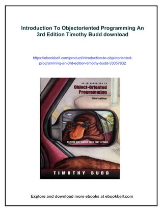 Introduction To Objectoriented Programming An 3rd Edition Timothy Budd ...