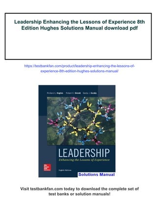 Leadership Enhancing the Lessons of Experience 8th Edition Hughes ...