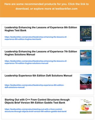 Leadership Enhancing the Lessons of Experience 8th Edition Hughes ...