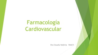 Farmacología
Cardiovascular
Dra Claudia Valdivia R4ACV
 