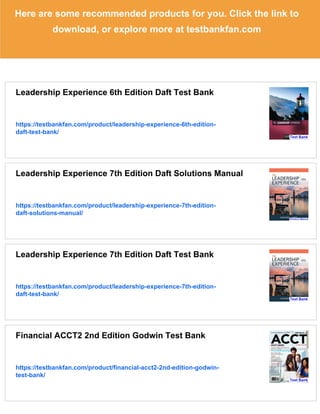Leadership Experience 6th Edition Daft Solutions Manual | PDF