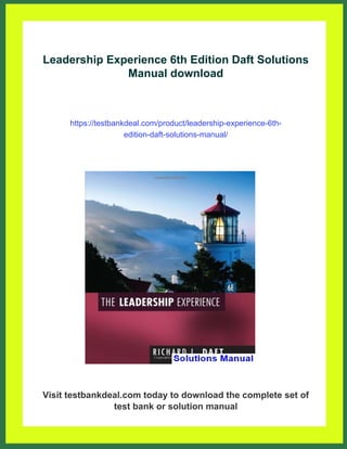 Leadership Experience 6th Edition Daft Solutions Manual | PDF