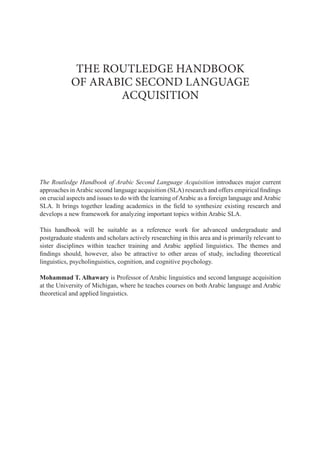The Routledge Handbook Of Arabic Second Language Acquisition Mohammad T ...