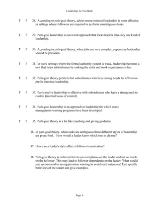 Leadership Theory and Practice 6th Edition Northouse Test Bank | PDF