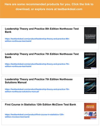 Leadership Theory and Practice 6th Edition Northouse Test Bank | PDF