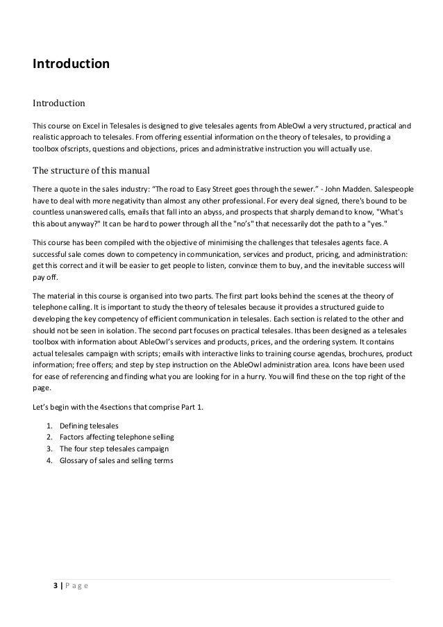 telesales training manual sample 2016