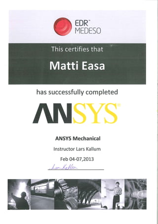 ANSYS Mechanical Certificate