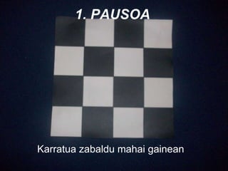 1. PAUSOA Karratua zabaldu mahai gainean 