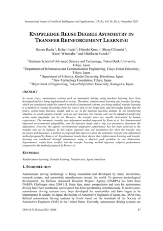 Knowledge Reuse Degree Asymmetry in Transfer Reinforcement Learning | PDF