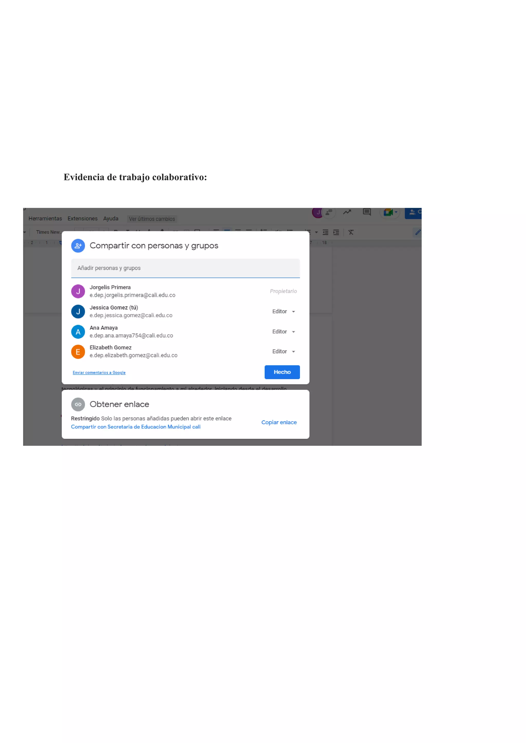 Evidencia de trabajo colaborativo:
 