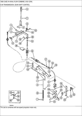 *For use on combines with two-speed propulsion motor only.
1666 CASE IH AXIAL-FLOW COMBINE (1/93-12/94)
6-38 TRANSMISSION, GEAR SHIFT CONTROL
 