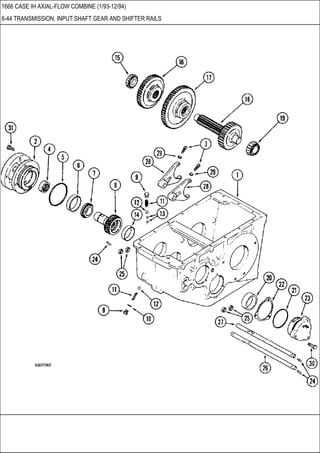 1666 CASE IH AXIAL-FLOW COMBINE (1/93-12/94)
6-44 TRANSMISSION, INPUT SHAFT GEAR AND SHIFTER RAILS
 