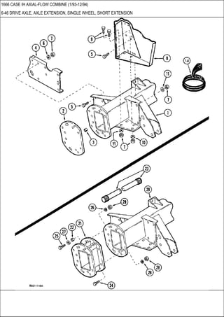 1666 CASE IH AXIAL-FLOW COMBINE (1/93-12/94)
6-46 DRIVE AXLE, AXLE EXTENSION, SINGLE WHEEL, SHORT EXTENSION
 