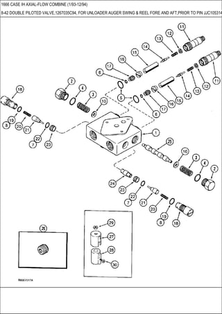 1666 CASE IH AXIAL-FLOW COMBINE (1/93-12/94)
8-42 DOUBLE PILOTED VALVE,1267035C94, FOR UNLOADER AUGER SWING & REEL FORE AND AFT,PRIOR TO PIN JJC105314
 