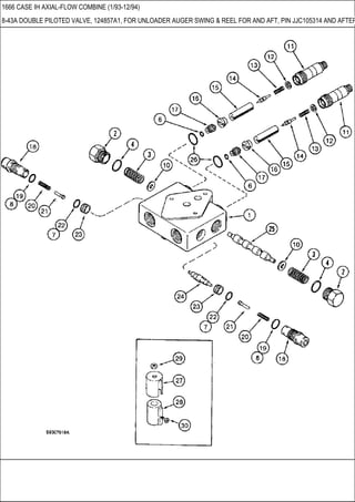 1666 CASE IH AXIAL-FLOW COMBINE (1/93-12/94)
8-43A DOUBLE PILOTED VALVE, 124857A1, FOR UNLOADER AUGER SWING & REEL FOR AND AFT, PIN JJC105314 AND AFTER
 