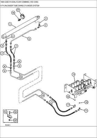 1666 CASE IH AXIAL-FLOW COMBINE (1/93-12/94)
8-74 UNLOADER TUBE SWING CYLINDER SYSTEM
 