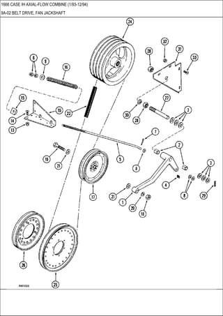 1666 CASE IH AXIAL-FLOW COMBINE (1/93-12/94)
9A-02 BELT DRIVE, FAN JACKSHAFT
 