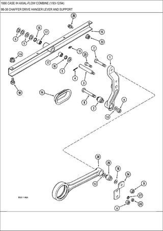1666 CASE IH AXIAL-FLOW COMBINE (1/93-12/94)
9B-38 CHAFFER DRIVE HANGER LEVER AND SUPPORT
 