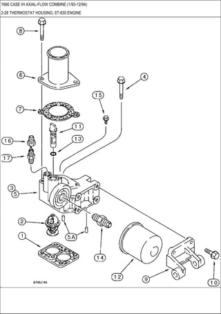 1666 CASE IH AXIAL-FLOW COMBINE (1/93-12/94)
2-28 THERMOSTAT HOUSING, 6T-830 ENGINE
 