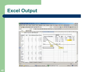 42
Excel Output
 