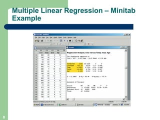 8
Multiple Linear Regression – Minitab
Example
 