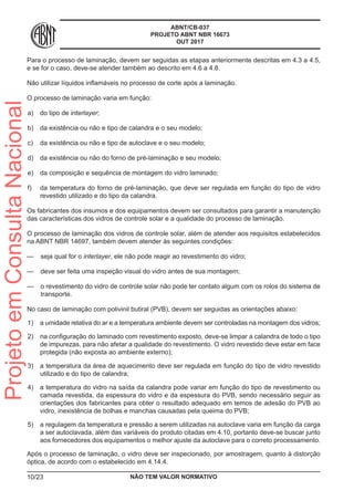 16673 nbr vidros para controle solar texto em votação | PDF