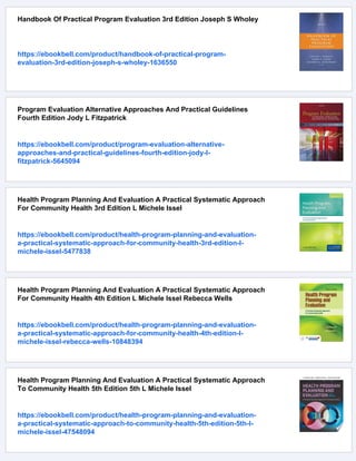 Practical Program Evaluation Theorydriven Evaluation And The Integrated ...